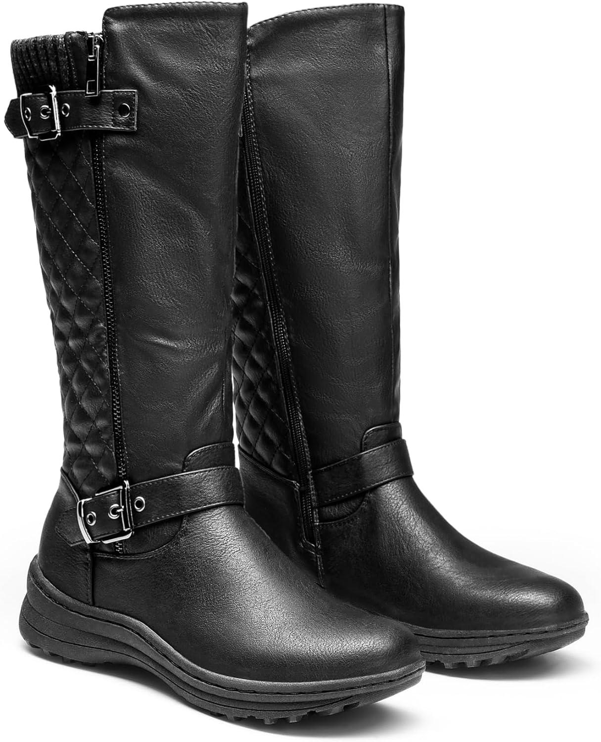 imageDREAM PAIRS Womens Faux Fur Knee High Boot Round Toe Fall Winter BootsBlack