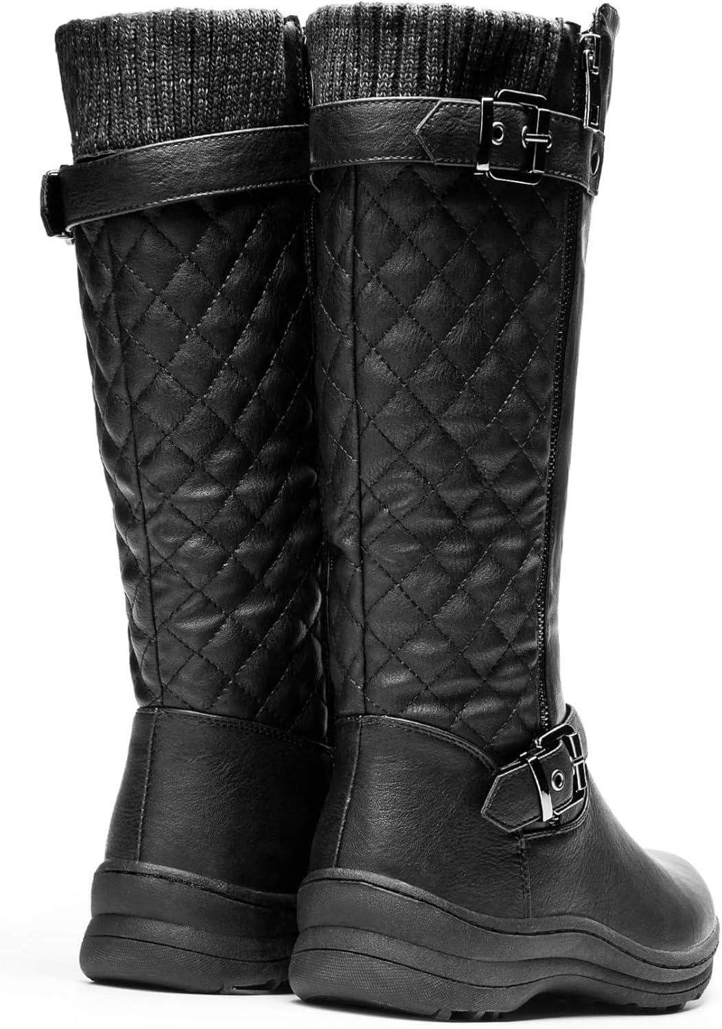 imageDREAM PAIRS Womens Faux Fur Knee High Boot Round Toe Fall Winter BootsBlack