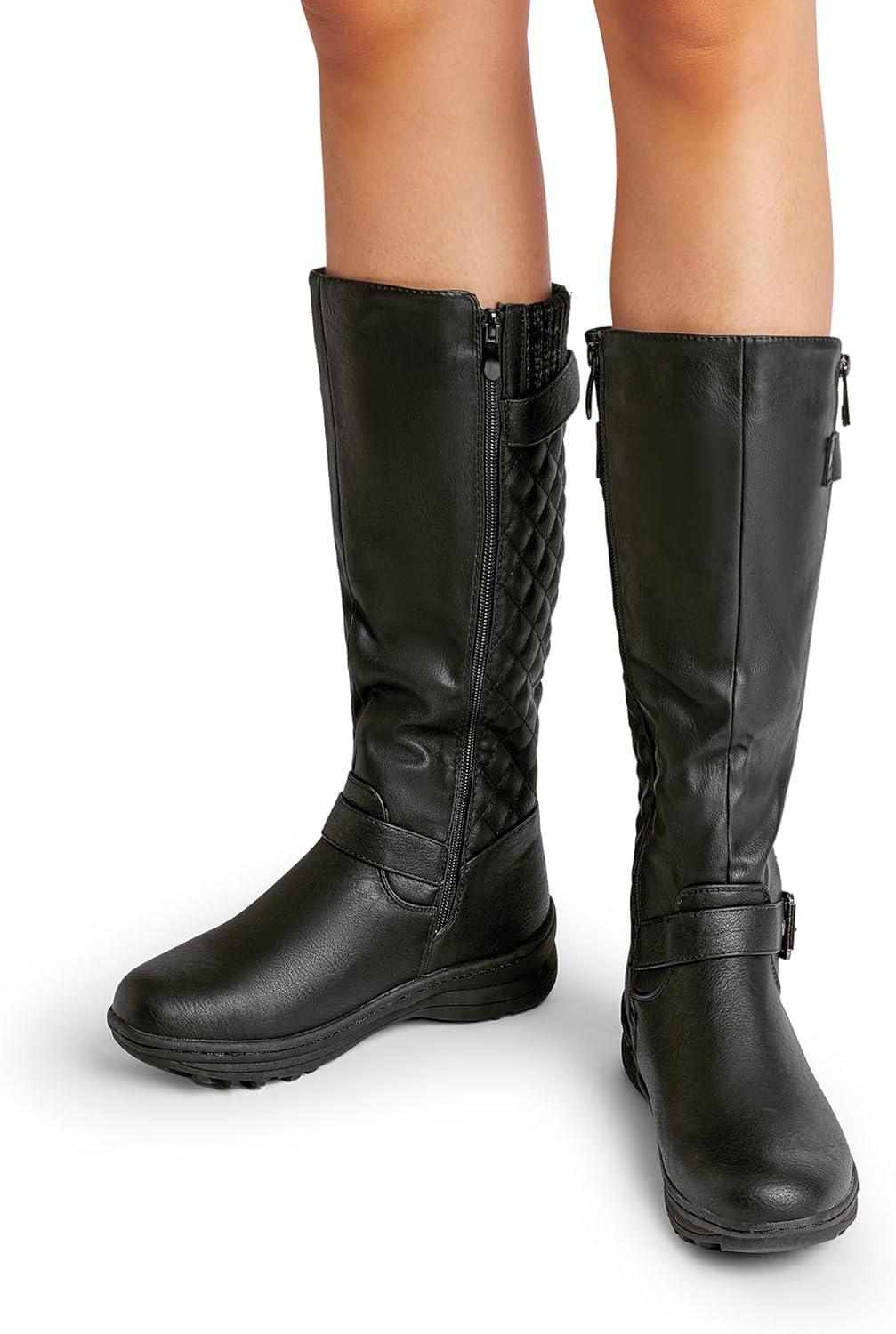 imageDREAM PAIRS Womens Faux Fur Knee High Boot Round Toe Fall Winter BootsBlack