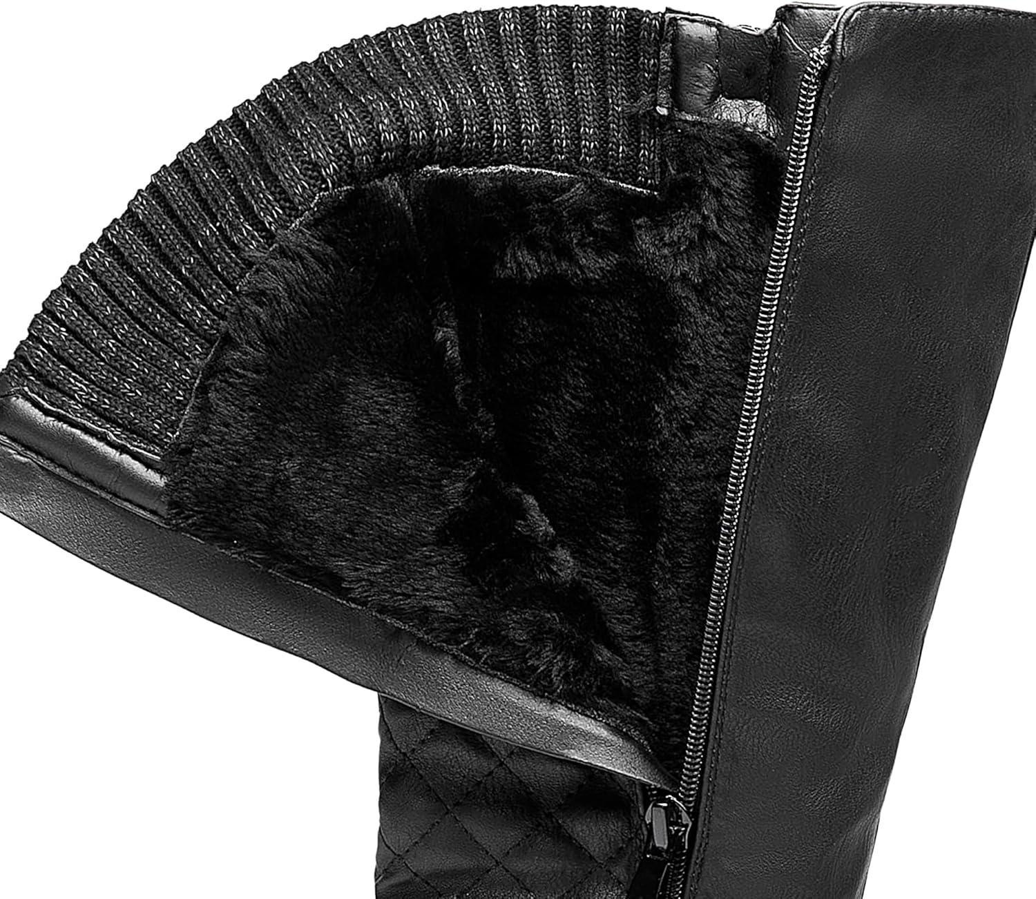 imageDREAM PAIRS Womens Faux Fur Knee High Boot Round Toe Fall Winter BootsBlack