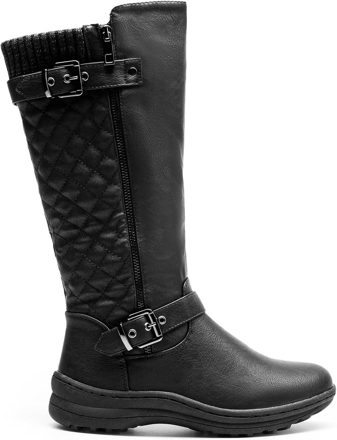 imageDREAM PAIRS Womens Faux Fur Knee High Boot Round Toe Fall Winter BootsBlack