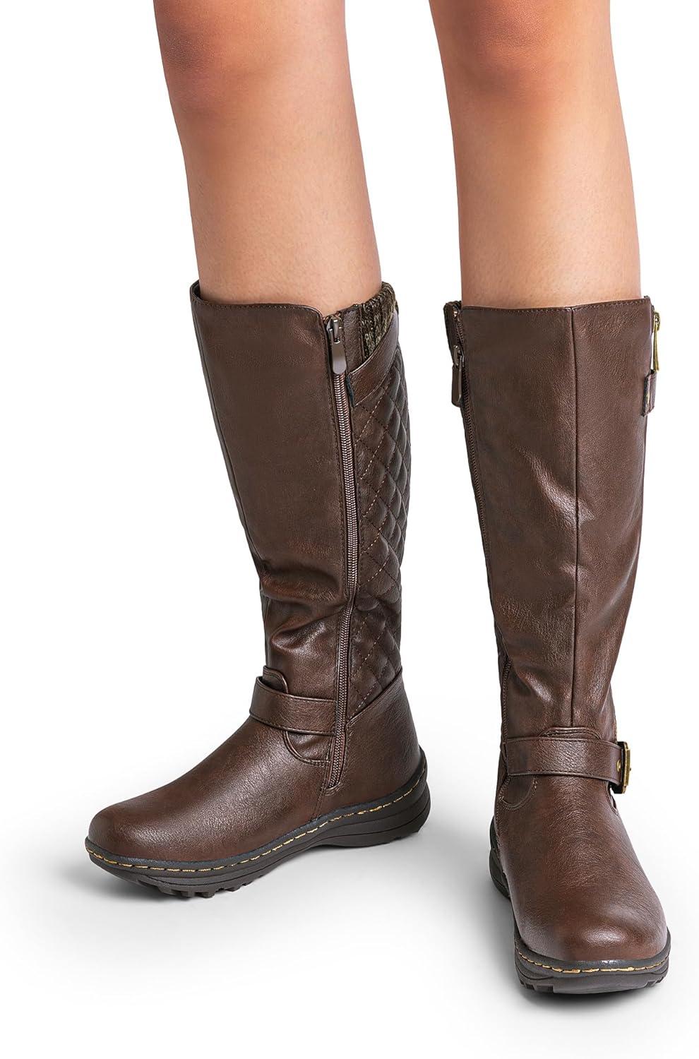 imageDREAM PAIRS Womens Faux Fur Knee High Boot Round Toe Fall Winter BootsBrown