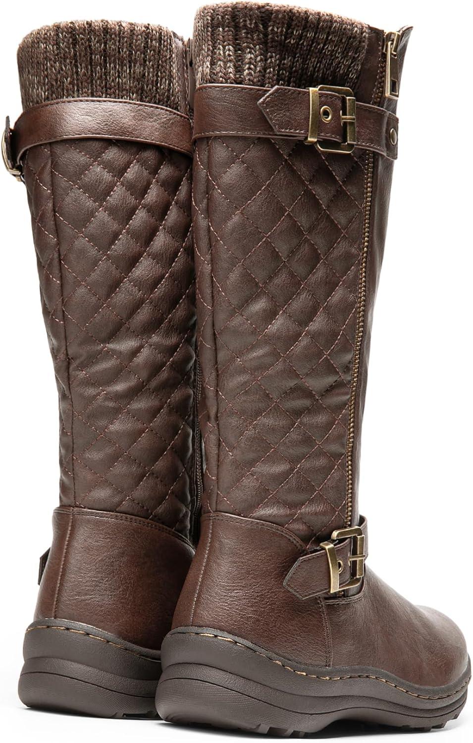 imageDREAM PAIRS Womens Faux Fur Knee High Boot Round Toe Fall Winter BootsBrown