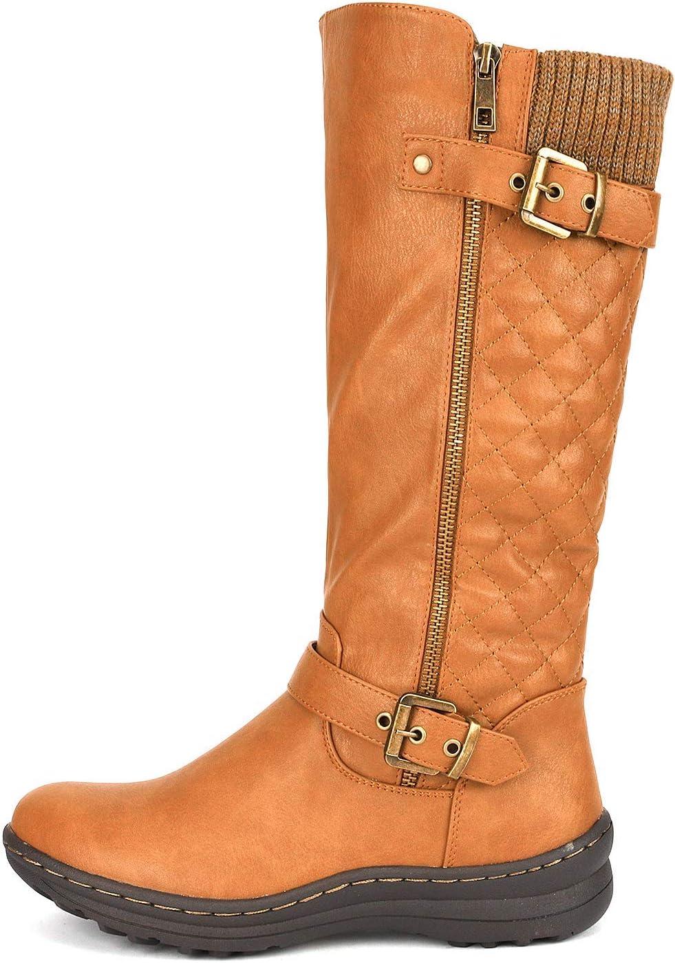 imageDREAM PAIRS Womens Faux Fur Knee High Boot Round Toe Fall Winter BootsCamel