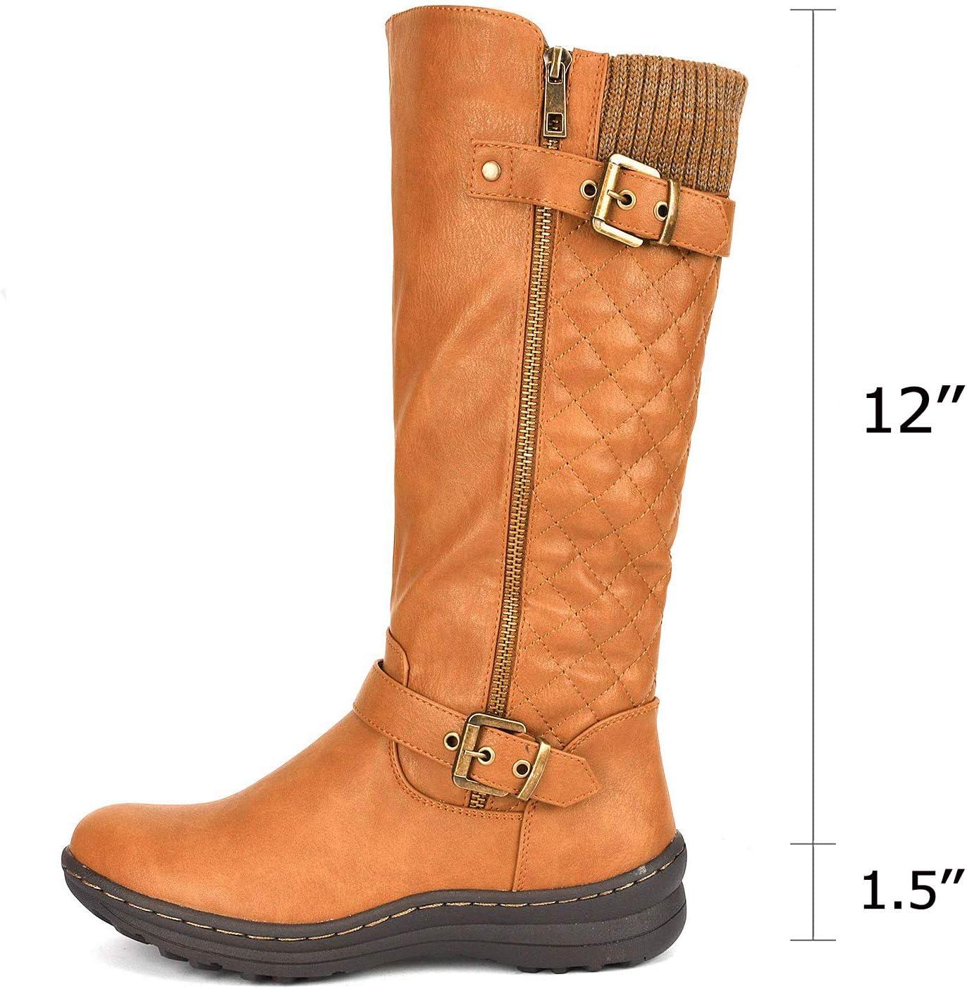 imageDREAM PAIRS Womens Faux Fur Knee High Boot Round Toe Fall Winter BootsCamel