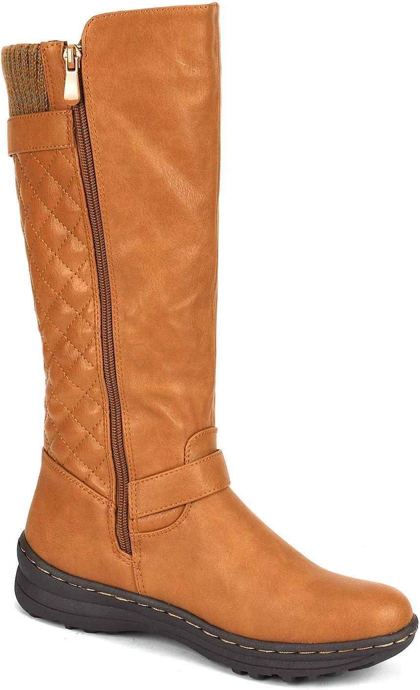 imageDREAM PAIRS Womens Faux Fur Knee High Boot Round Toe Fall Winter BootsCamel