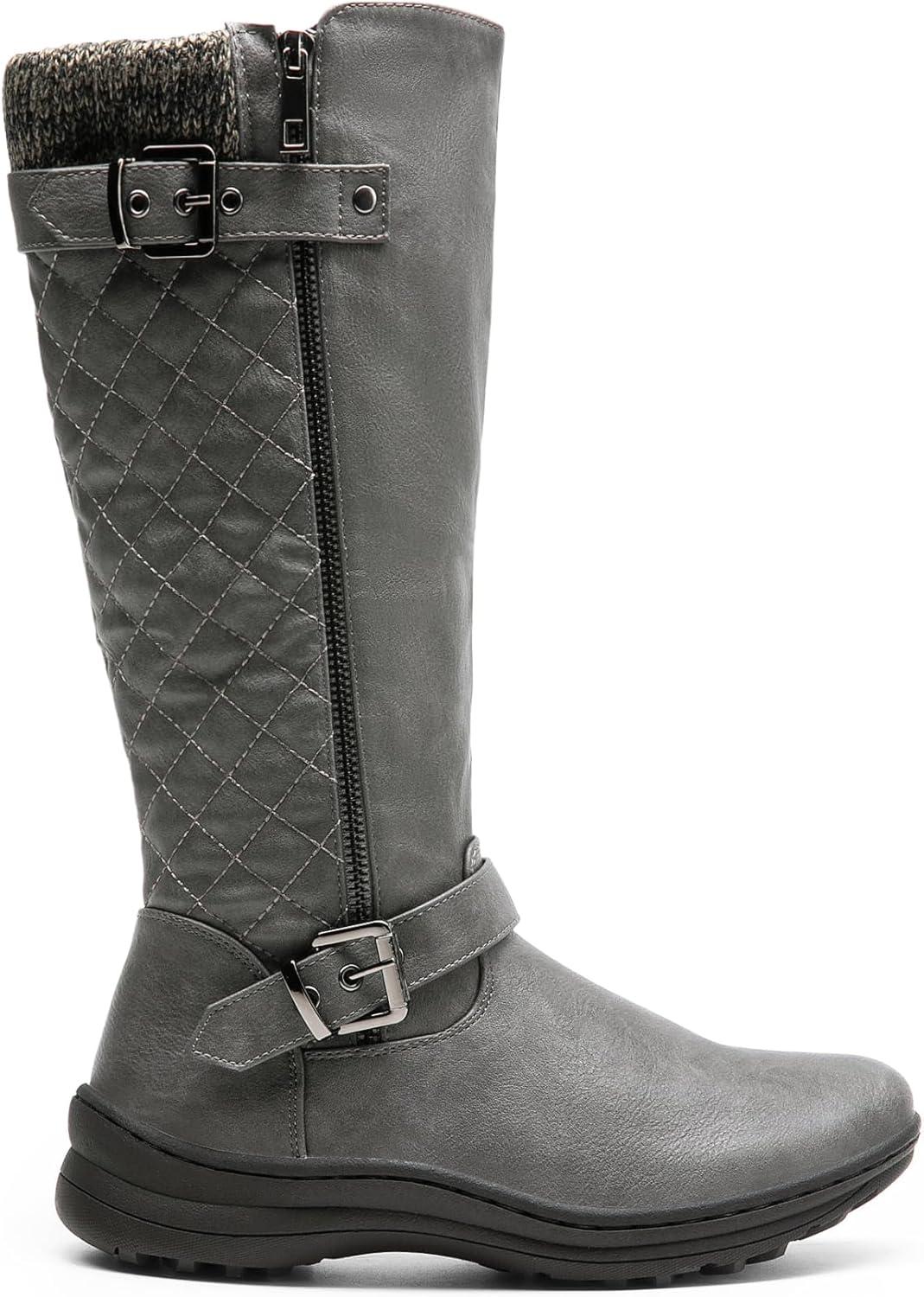 imageDREAM PAIRS Womens Faux Fur Knee High Boot Round Toe Fall Winter BootsGrey