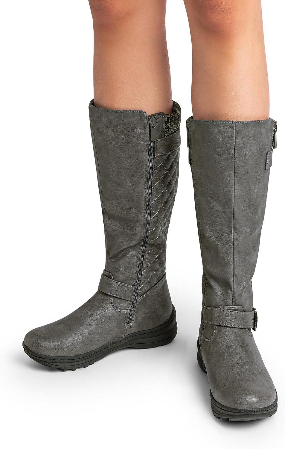 imageDREAM PAIRS Womens Faux Fur Knee High Boot Round Toe Fall Winter BootsGrey