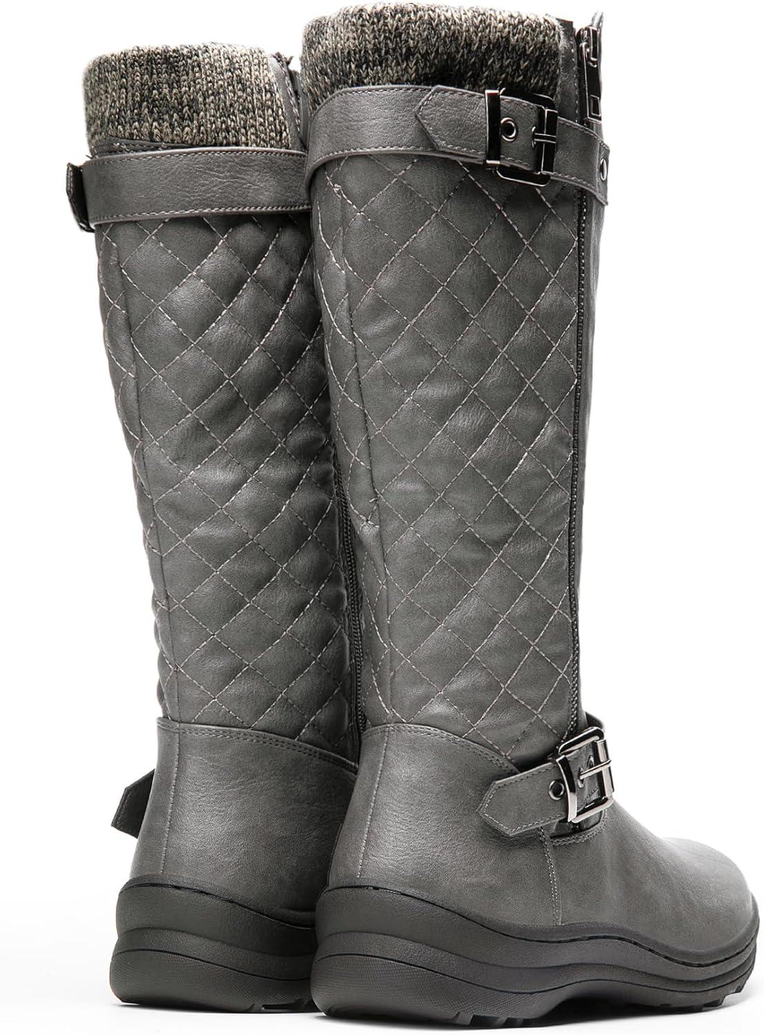 imageDREAM PAIRS Womens Faux Fur Knee High Boot Round Toe Fall Winter BootsGrey