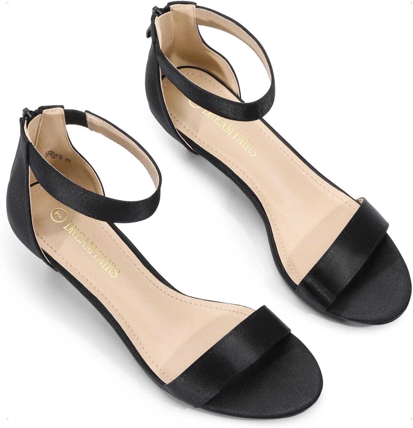 imageDREAM PAIRS Womens Fiona Fashion Stilettos Open Toe Pump Heeled SandalsBlackSatin