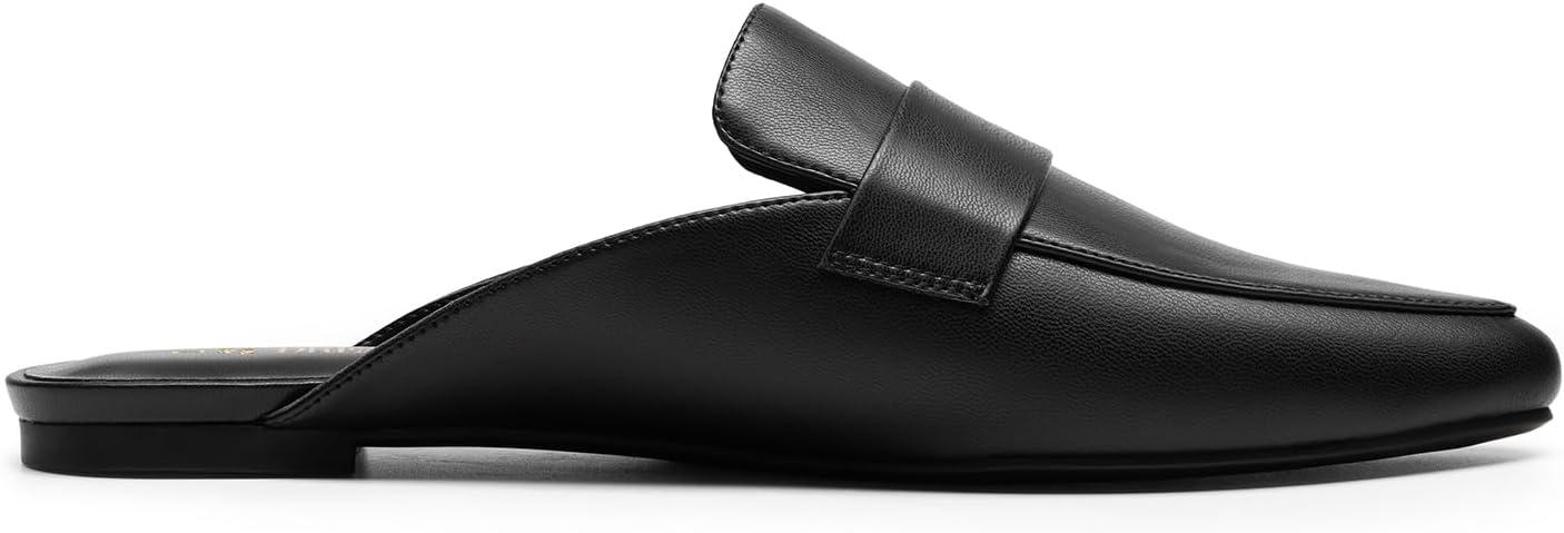 imageDREAM PAIRS Womens Flat Mules Buckle Pointed Toe Backless Slip on Slides Loafer ShoesBlack