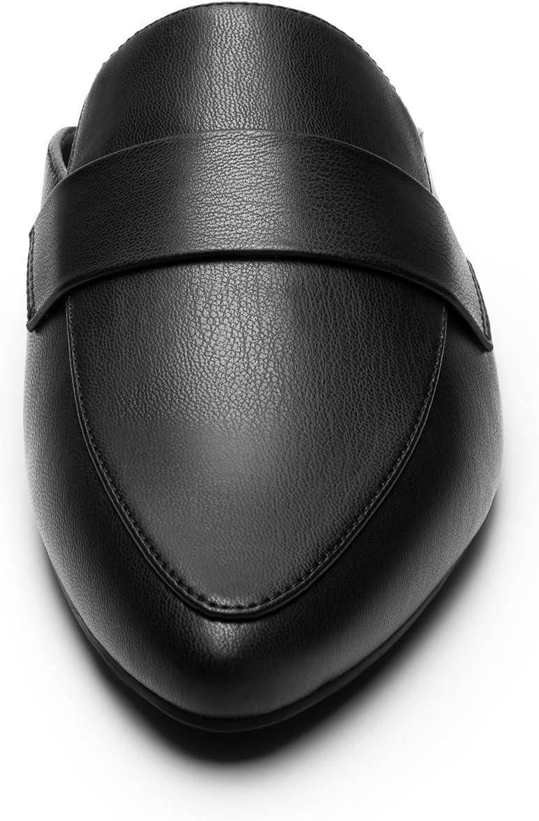 imageDREAM PAIRS Womens Flat Mules Buckle Pointed Toe Backless Slip on Slides Loafer ShoesBlack