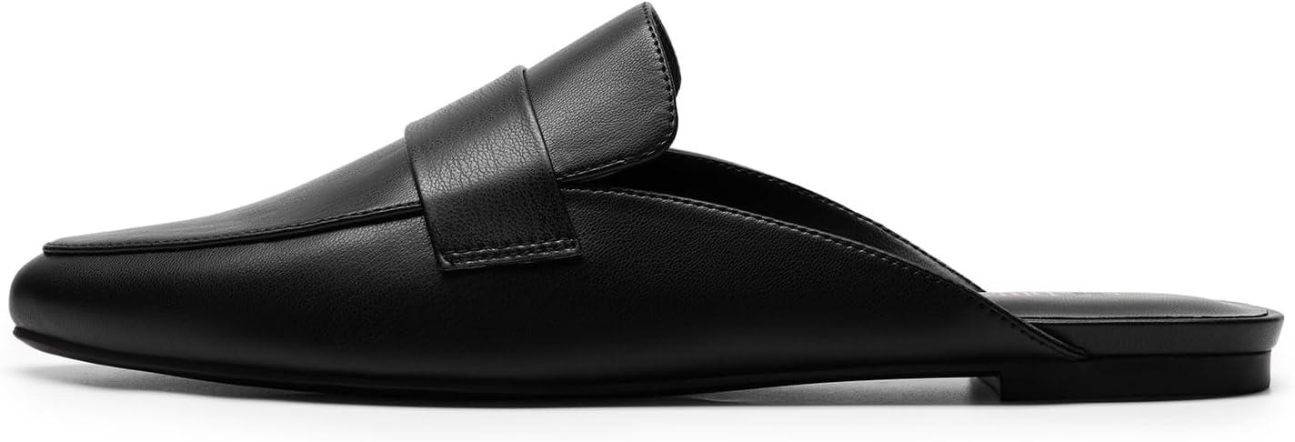 imageDREAM PAIRS Womens Flat Mules Buckle Pointed Toe Backless Slip on Slides Loafer ShoesBlack