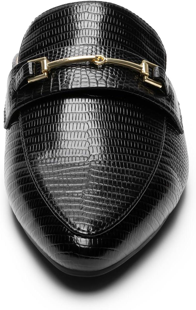 imageDREAM PAIRS Womens Flat Mules Buckle Pointed Toe Backless Slip on Slides Loafer ShoesBlacksnake