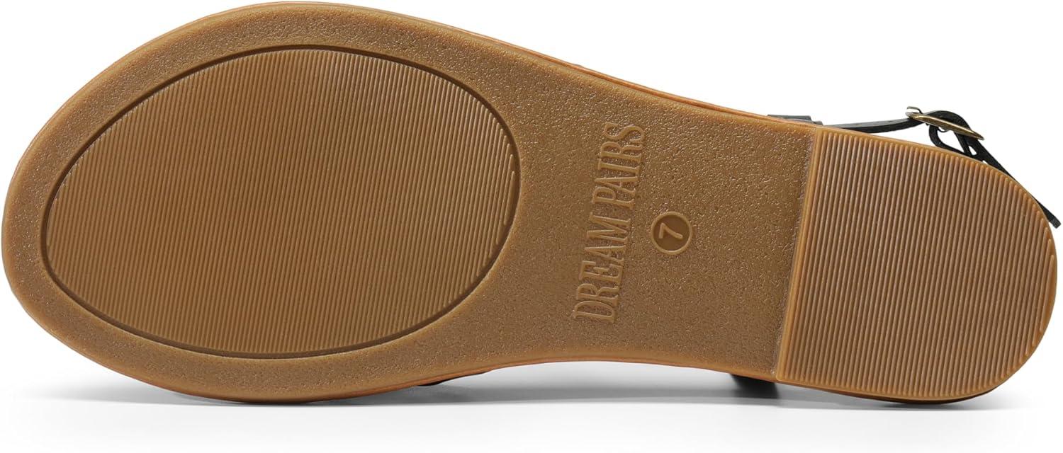 imageDREAM PAIRS Womens Flat Sandals Strappy Dressy Comfortable Ankle Strap Casual Summer Thong Sandals for Beach