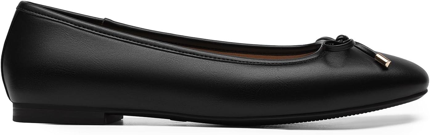 imageDREAM PAIRS Womens Flats Square Toe Ballet Flats Comfortable Casual Ballerina Flat Dress Shoes with Bow Suitable for Dressy Business Casual Work OfficeBlack