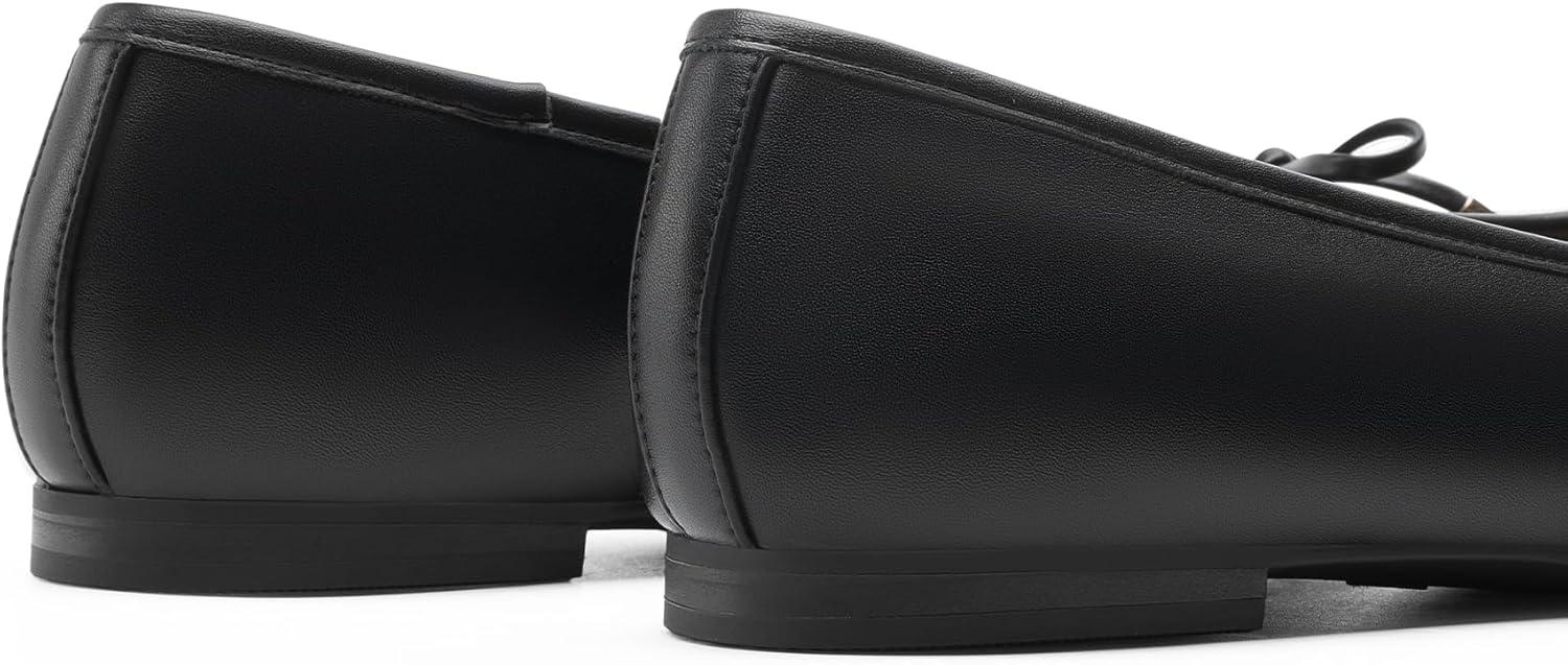 imageDREAM PAIRS Womens Flats Square Toe Ballet Flats Comfortable Casual Ballerina Flat Dress Shoes with Bow Suitable for Dressy Business Casual Work OfficeBlack