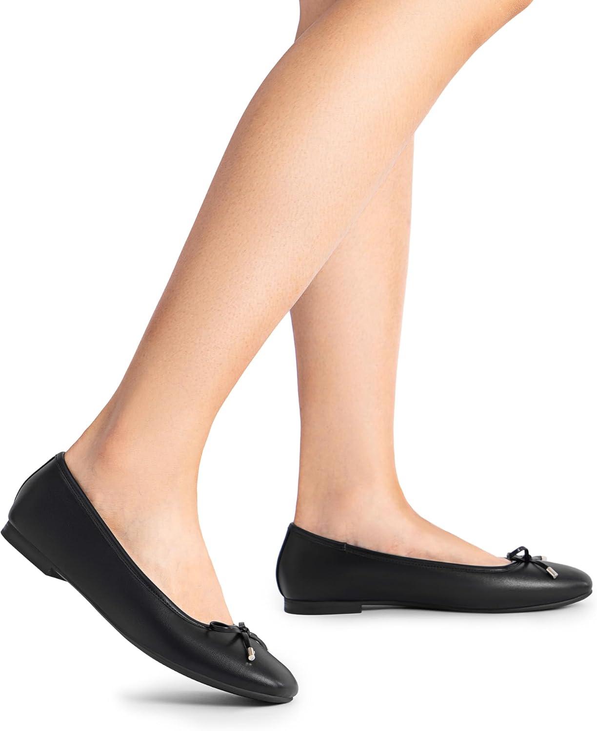 imageDREAM PAIRS Womens Flats Square Toe Ballet Flats Comfortable Casual Ballerina Flat Dress Shoes with Bow Suitable for Dressy Business Casual Work OfficeBlack