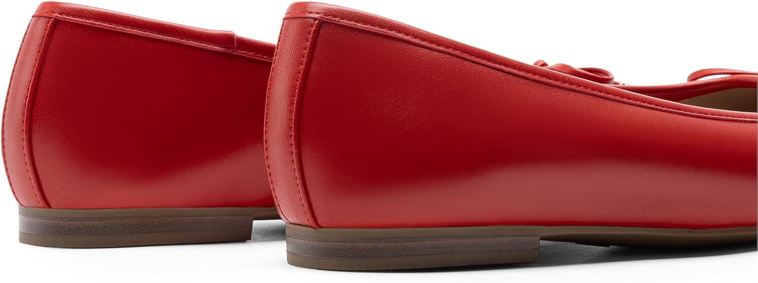 imageDREAM PAIRS Womens Flats Square Toe Ballet Flats Comfortable Casual Ballerina Flat Dress Shoes with Bow Suitable for Dressy Business Casual Work OfficeRed