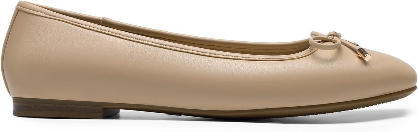 imageDREAM PAIRS Womens Flats Square Toe Ballet Flats Comfortable Casual Ballerina Flat Dress Shoes with Bow Suitable for Dressy Business Casual Work OfficeNude