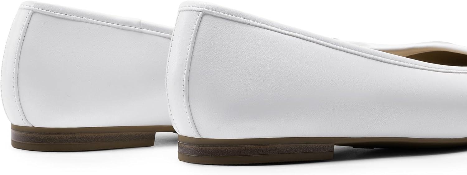 imageDREAM PAIRS Womens Flats Square Toe Ballet Flats Comfortable Casual Ballerina Flat Dress Shoes with Bow Suitable for Dressy Business Casual Work OfficeWhite
