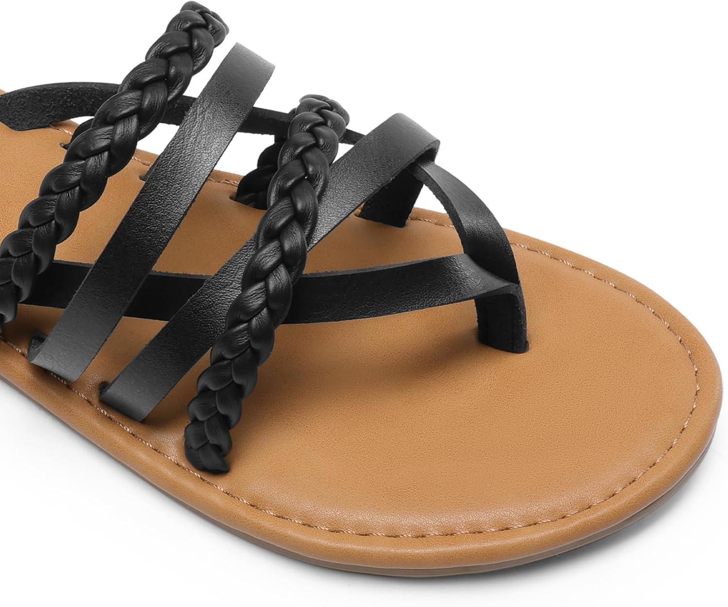 imageDREAM PAIRS Womens Flip Flops Round Toe Multi Strap lightweight Summer Beach Flat Casual Thong SandalsBlack