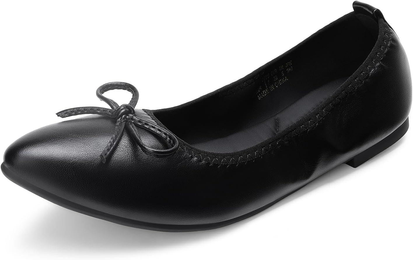 imageDREAM PAIRS Womens Foldable Flats Shoes Pointed Toe Ballet Flats Bowknot Comfort Slip on Dress ShoesBlack