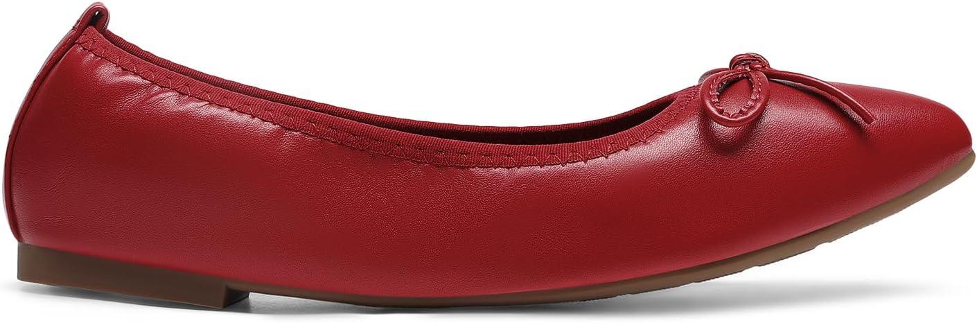 imageDREAM PAIRS Womens Foldable Flats Shoes Pointed Toe Ballet Flats Bowknot Comfort Slip on Dress ShoesRed