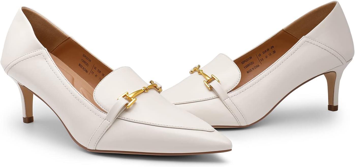 imageDREAM PAIRS Womens Heels Pointed Toe Kitten Heels Pump Shoes Whitepu 10 SDPU2313W