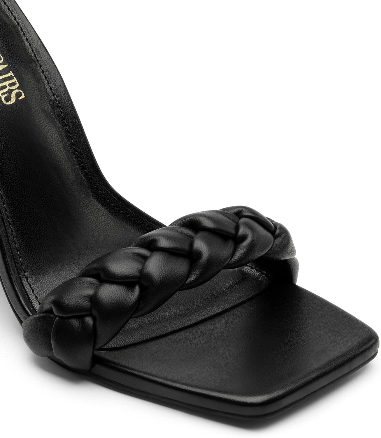 imageDREAM PAIRS Womens Heels for Women Braided Open Toe Ankle Strap High Block Chunky Heel Sandals Party Wedding Dress Pumps ShoesBlack