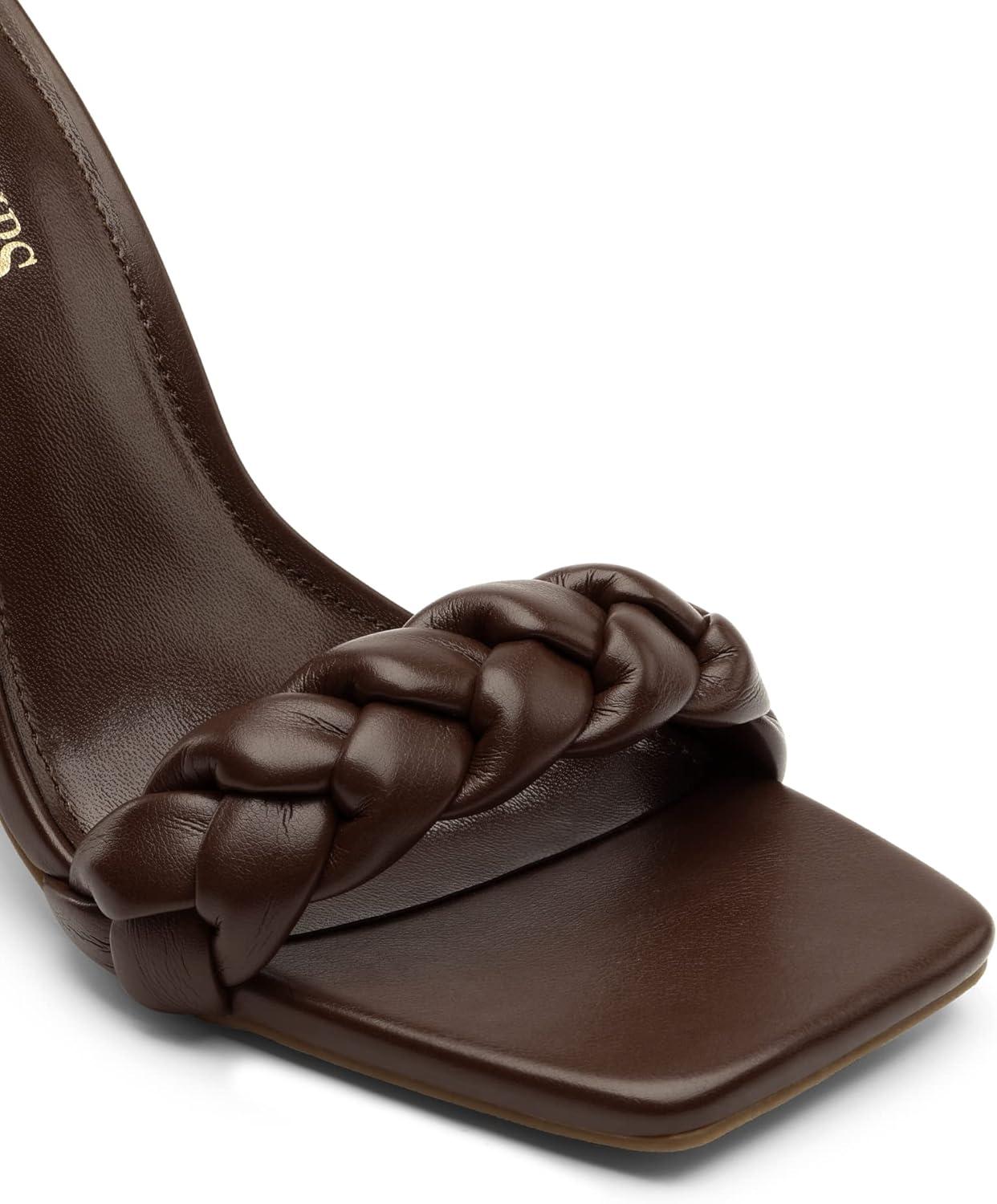 imageDREAM PAIRS Womens Heels for Women Braided Open Toe Ankle Strap High Block Chunky Heel Sandals Party Wedding Dress Pumps ShoesBrown