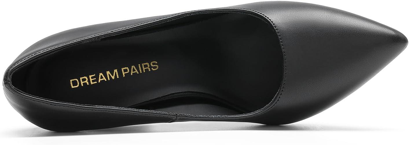 imageDREAM PAIRS Womens High Chunky Block Heels Closed Pointed Toe Slip on Women Pumps Wedding Party Work Comfortable Dress Shoes for WomenBlackpu