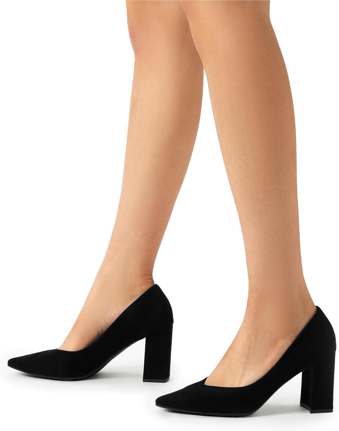 imageDREAM PAIRS Womens High Chunky Closed Toe Block Heels Pointed Toe Wedding Party Elegant Slip On Pumps ShoesBlack