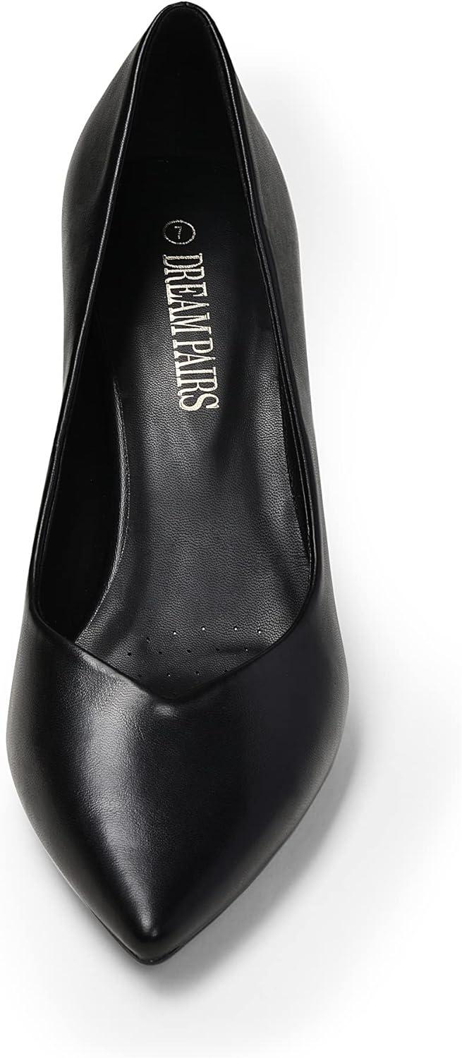 imageDREAM PAIRS Womens High Chunky Closed Toe Block Heels Pointed Toe Wedding Party Elegant Slip On Pumps ShoesBlackPu