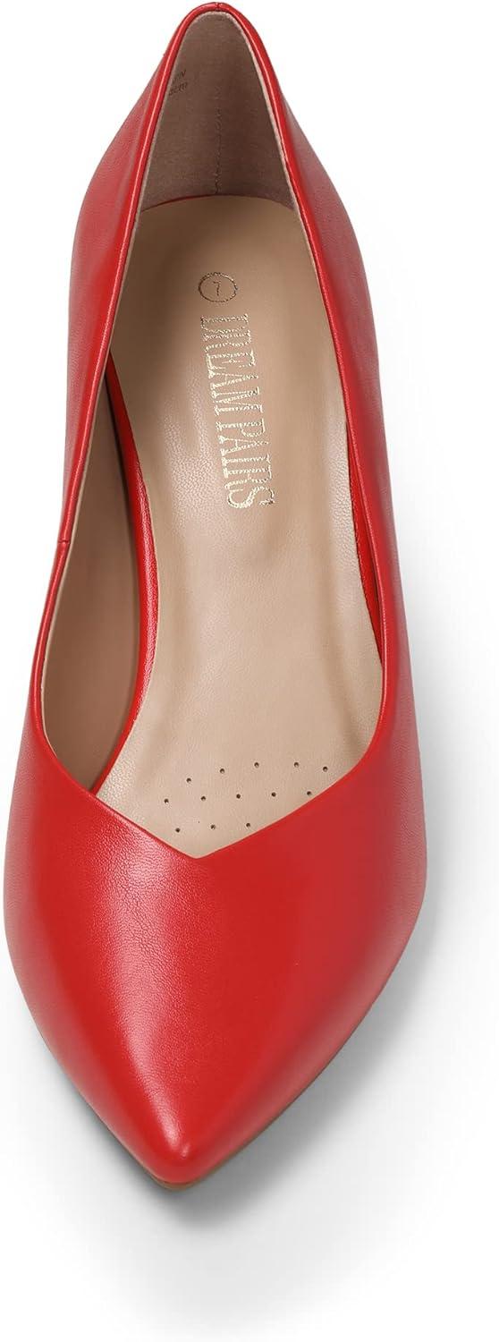 imageDREAM PAIRS Womens High Chunky Closed Toe Block Heels Pointed Toe Wedding Party Elegant Slip On Pumps ShoesRedPu