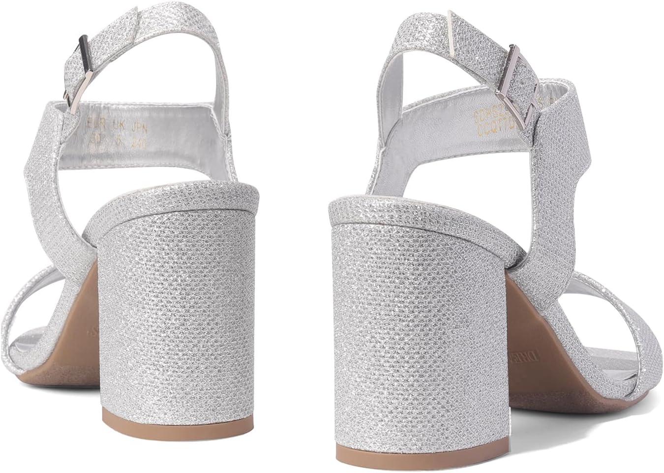 imageDREAM PAIRS Womens High Chunky Heels Square Toe Block Ankle Strap Dress Comfort SandalsSilverglitter