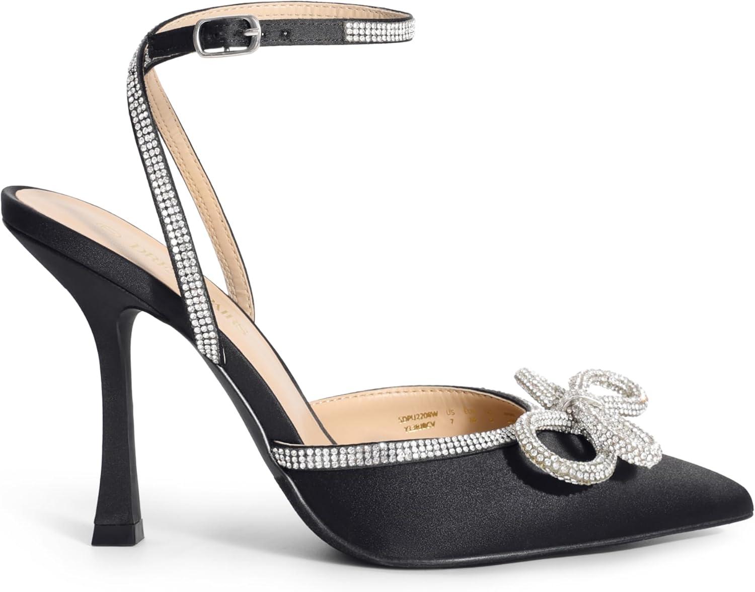 imageDREAM PAIRS Womens High Heels Destiny Closed Toe Strappy Heels Sexy Rhinestone Ankle Strap Pumps Wedding Bridal Party Dress Shoes DestinyBlack