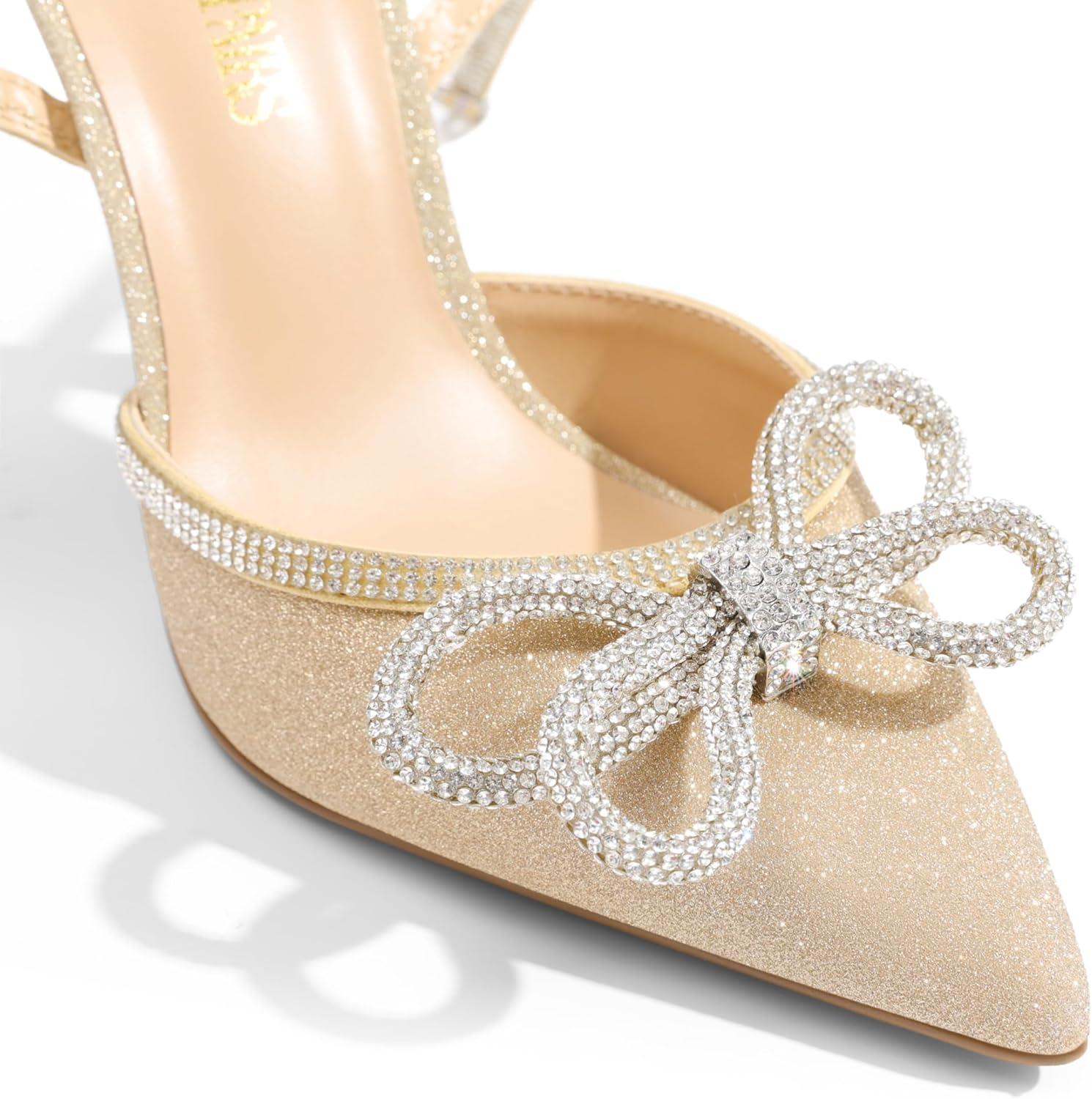 imageDREAM PAIRS Womens High Heels Destiny Closed Toe Strappy Heels Sexy Rhinestone Ankle Strap Pumps Wedding Bridal Party Dress Shoes DestinyGold