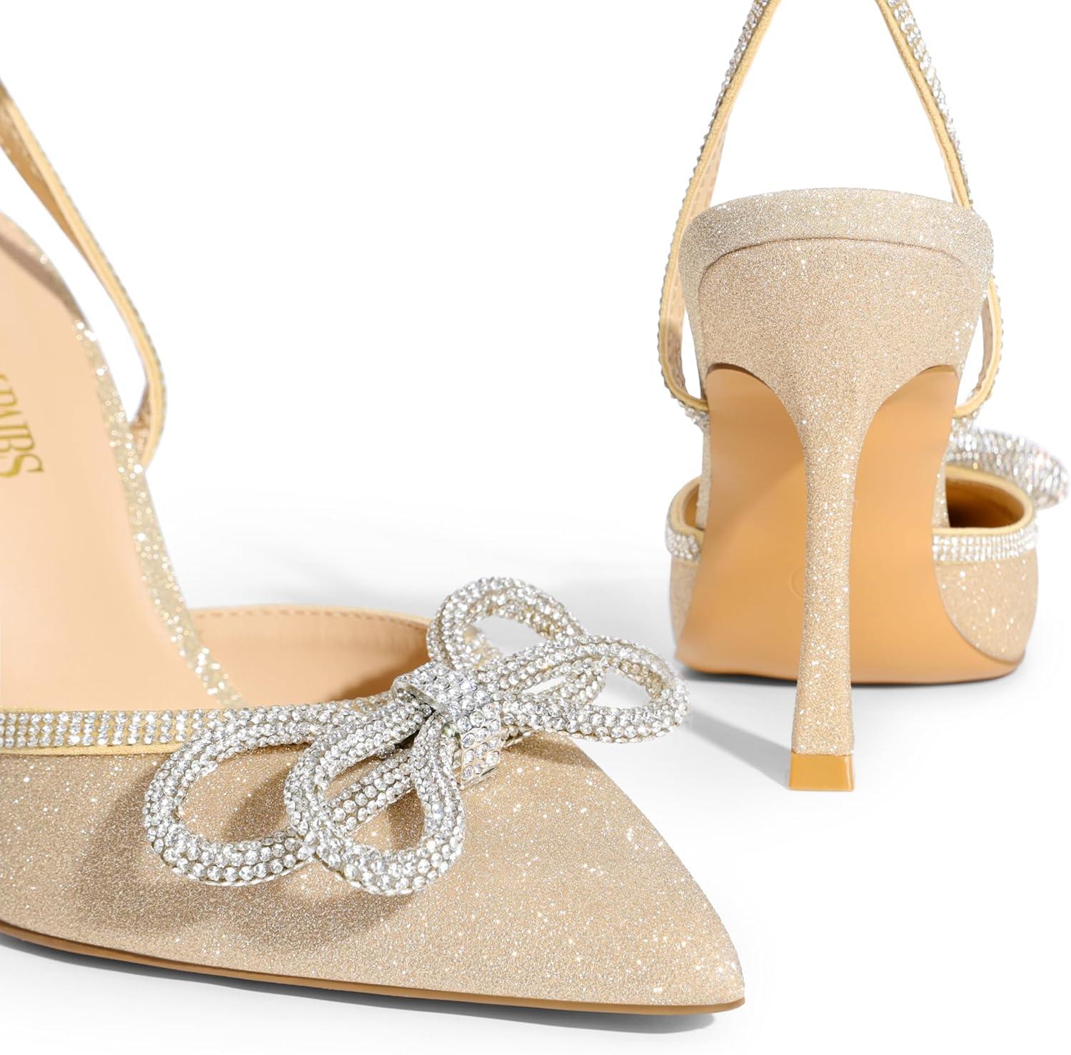 imageDREAM PAIRS Womens High Heels Destiny Closed Toe Strappy Heels Sexy Rhinestone Ankle Strap Pumps Wedding Bridal Party Dress Shoes DestinyGold