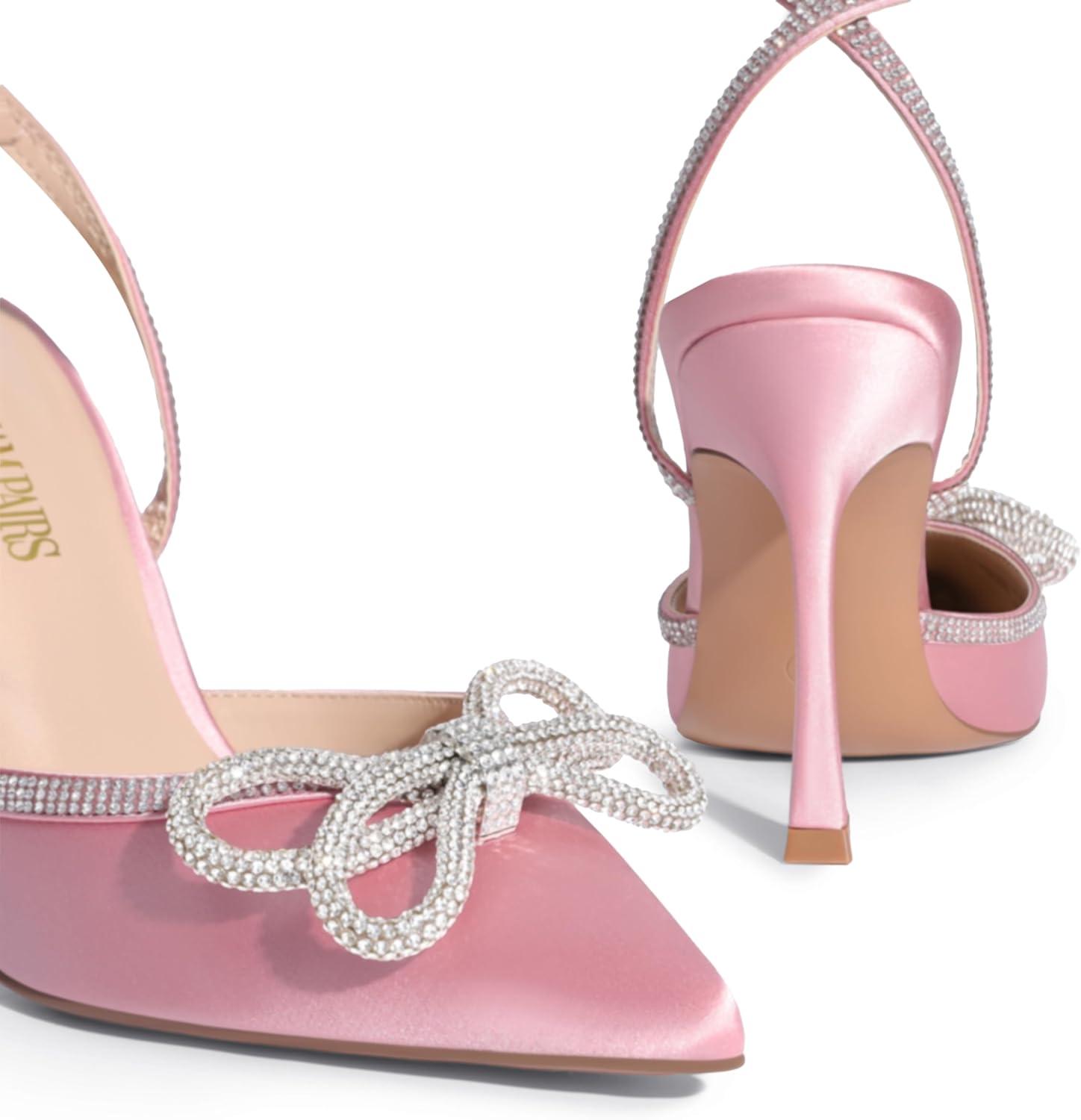 imageDREAM PAIRS Womens High Heels Destiny Closed Toe Strappy Heels Sexy Rhinestone Ankle Strap Pumps Wedding Bridal Party Dress Shoes DestinyPink