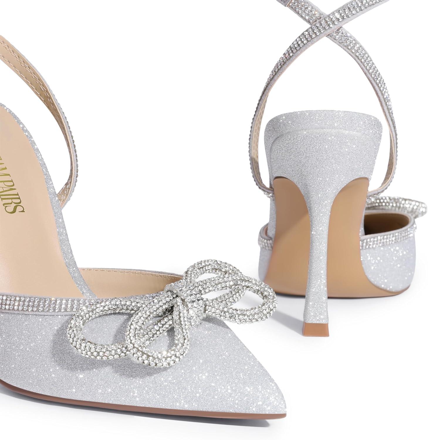 imageDREAM PAIRS Womens High Heels Destiny Closed Toe Strappy Heels Sexy Rhinestone Ankle Strap Pumps Wedding Bridal Party Dress Shoes DestinySilver