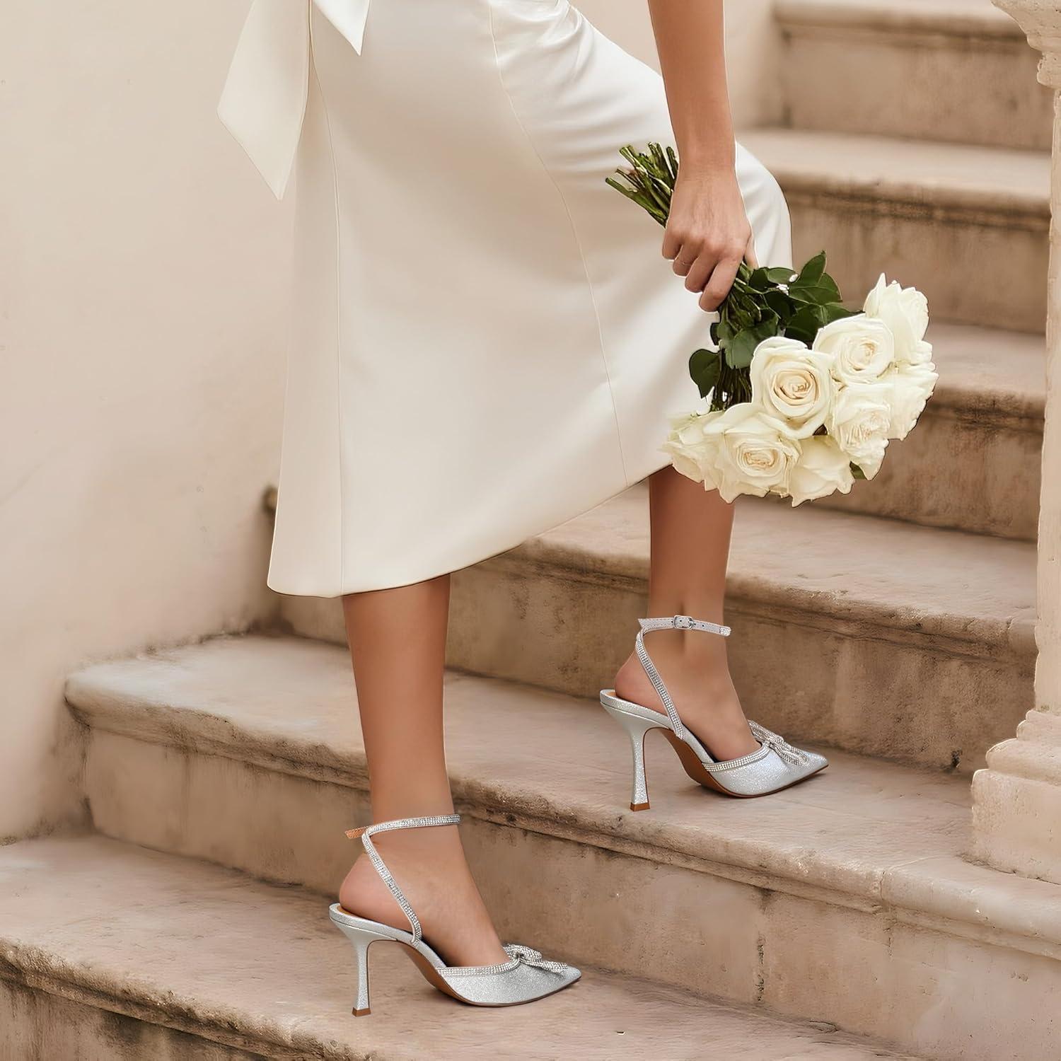 imageDREAM PAIRS Womens High Heels Destiny Closed Toe Strappy Heels Sexy Rhinestone Ankle Strap Pumps Wedding Bridal Party Dress Shoes DestinySilver