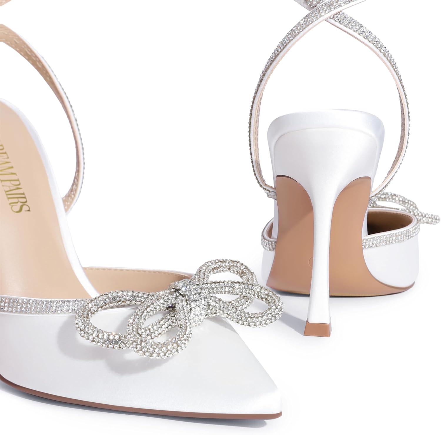 imageDREAM PAIRS Womens High Heels Destiny Closed Toe Strappy Heels Sexy Rhinestone Ankle Strap Pumps Wedding Bridal Party Dress Shoes DestinyWhite