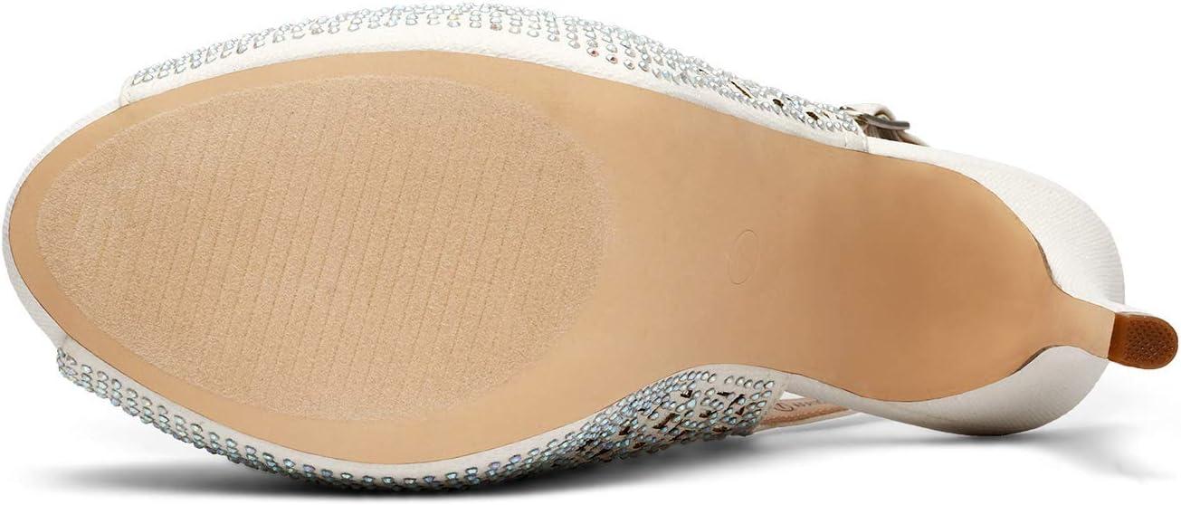 imageDREAM PAIRS Womens High Heels Platform Dress Rhinestones Peep Toe Pumps ShoesWhiteGlitter