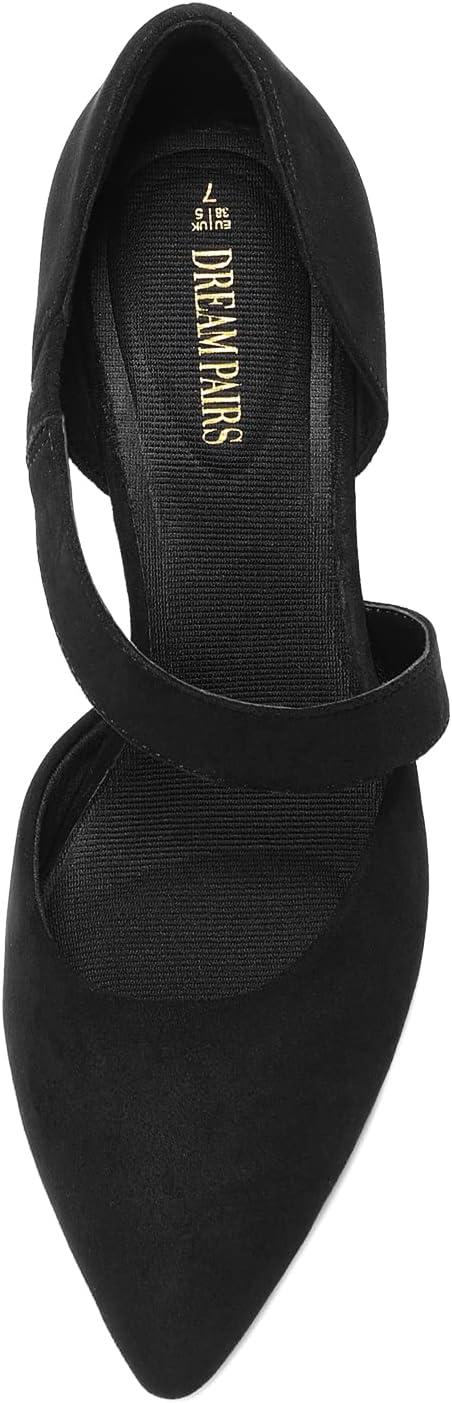 imageDREAM PAIRS Womens High Heels Pumps Dress Closed Pointed Toe Comfortable DOrsay Pumps Shoes for Work Office Wedding Dancing CharmaneBlacksuede