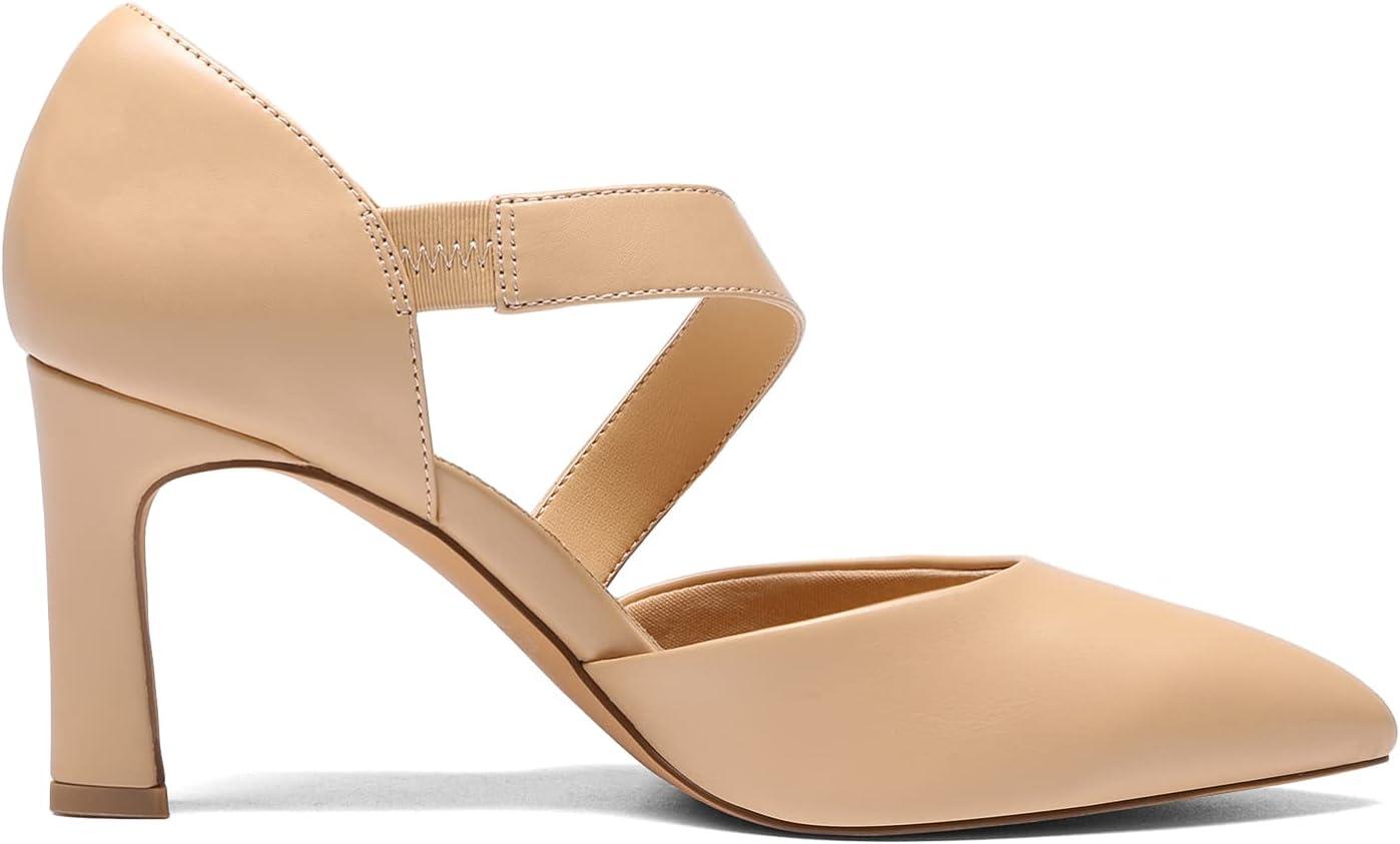 imageDREAM PAIRS Womens High Heels Pumps Dress Closed Pointed Toe Comfortable DOrsay Pumps Shoes for Work Office Wedding Dancing CharmaneNudepu