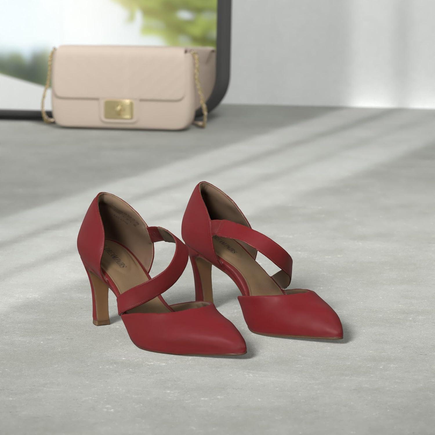 imageDREAM PAIRS Womens High Heels Pumps Dress Closed Pointed Toe Comfortable DOrsay Pumps Shoes for Work Office Wedding Dancing CharmaneRedpu