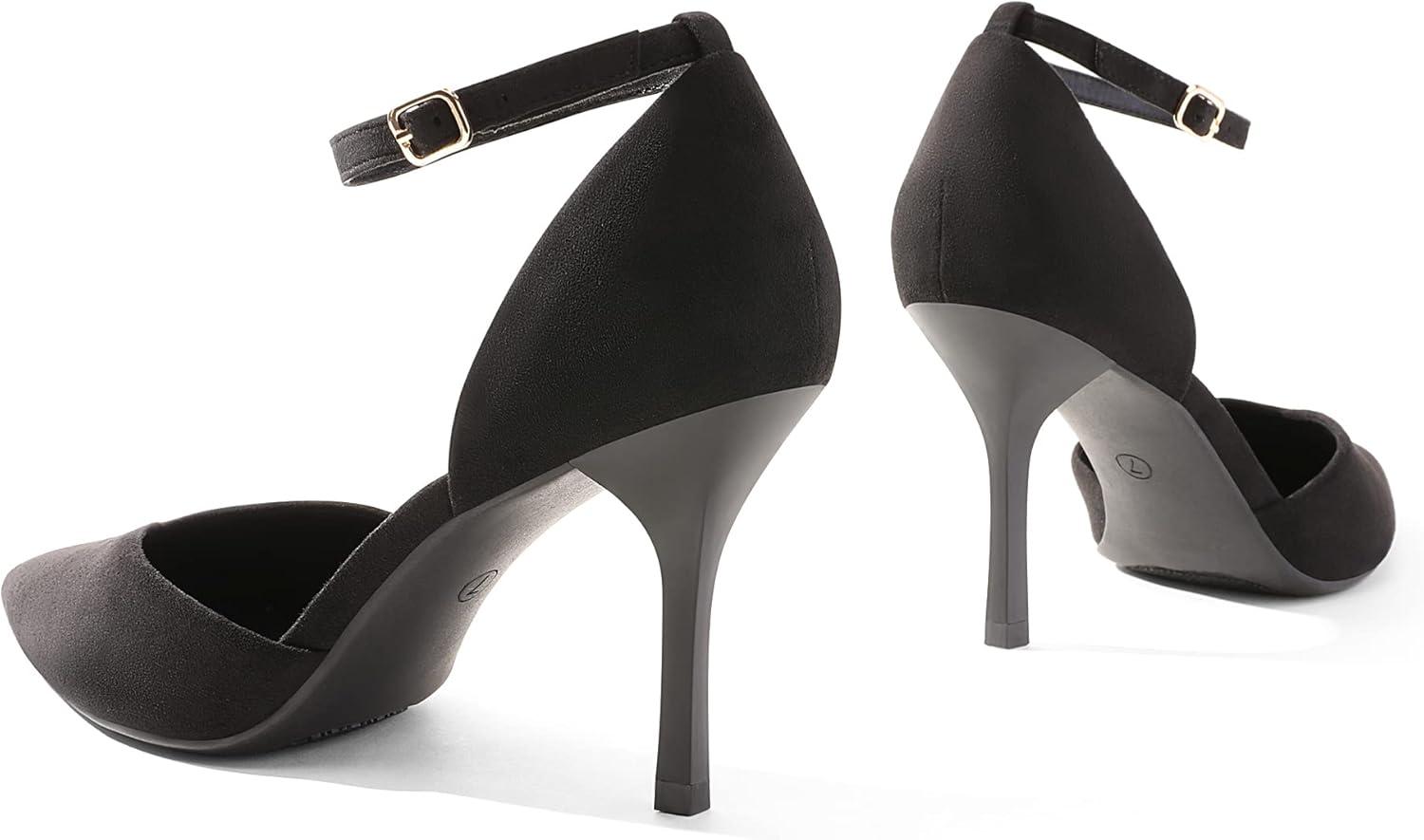 imageDREAM PAIRS Womens High Heels Strappy Closed Toe Stiletto Ankle Strap Pointed Toe DOrsay Heel Dress Wedding Party Pumps ShoesBlack