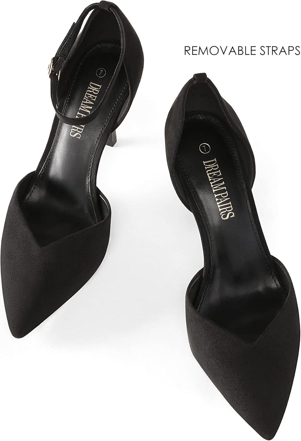 imageDREAM PAIRS Womens High Heels Strappy Closed Toe Stiletto Ankle Strap Pointed Toe DOrsay Heel Dress Wedding Party Pumps ShoesBlack