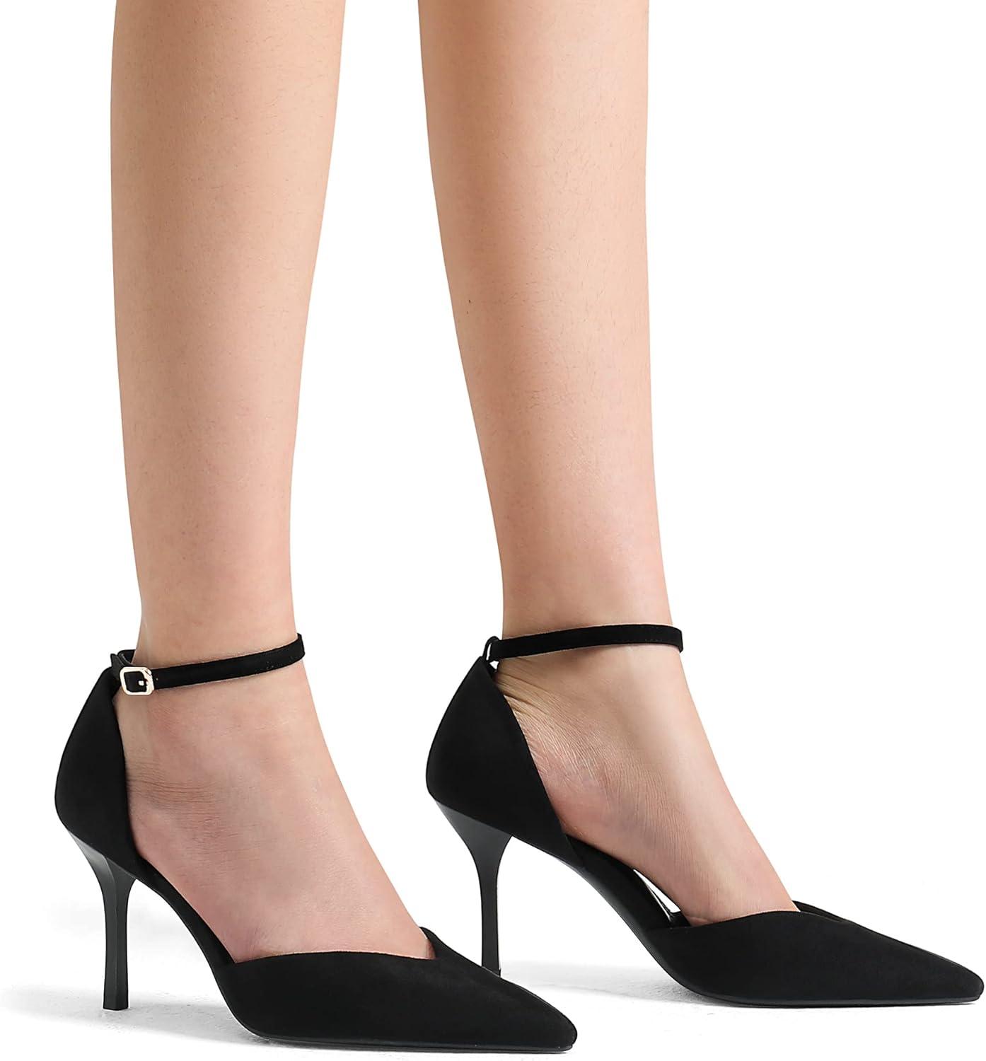 imageDREAM PAIRS Womens High Heels Strappy Closed Toe Stiletto Ankle Strap Pointed Toe DOrsay Heel Dress Wedding Party Pumps ShoesBlack
